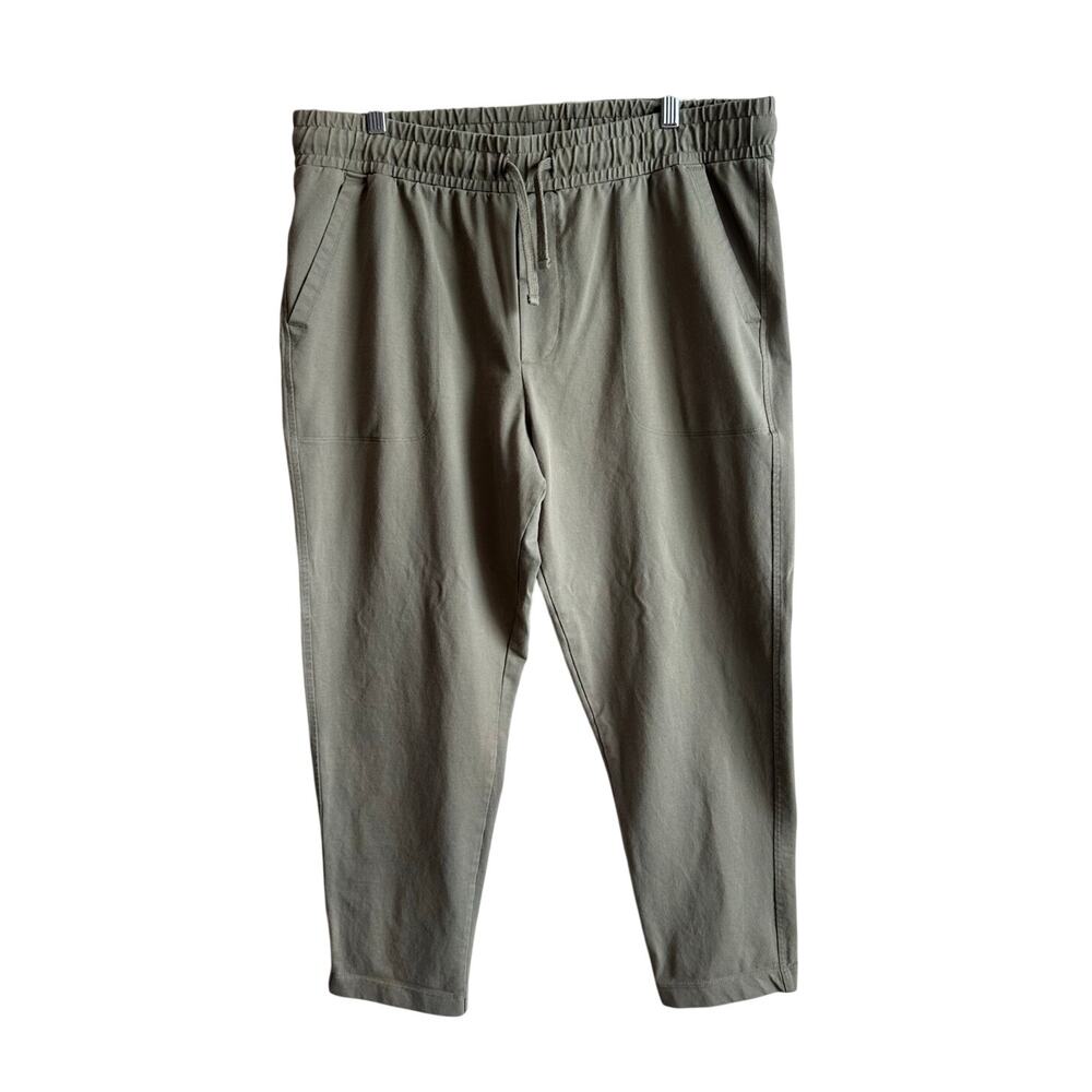 Eddie Bauer High Rise Pull on Tie Waist Ankle Pant Green L